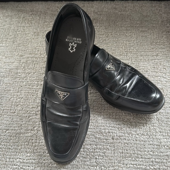 Prada Black Leather Penny Loafers - Picture 3 of 4